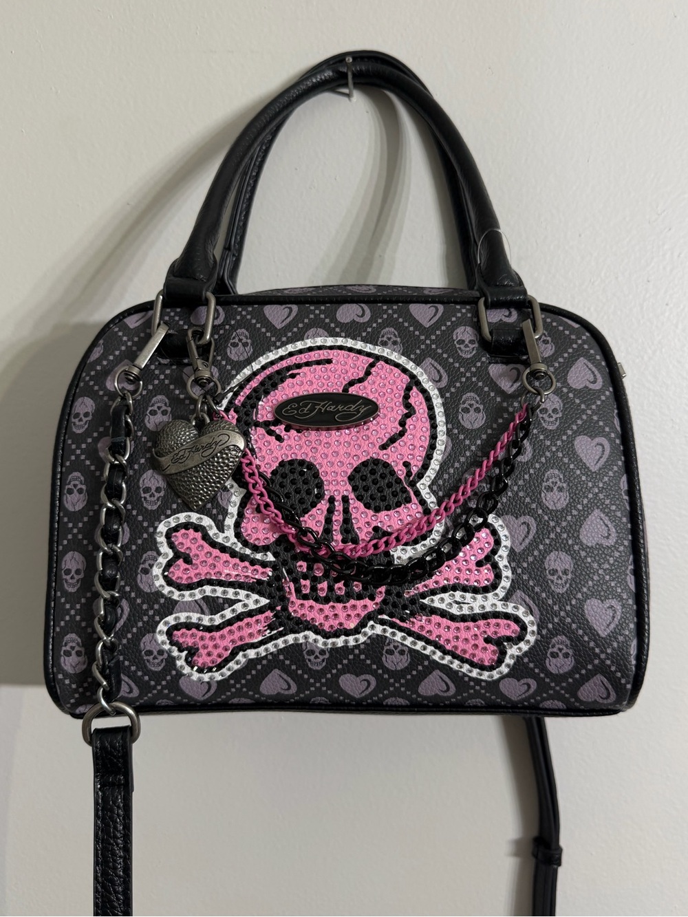 Ed Hardy Skull and Hearts Satchel